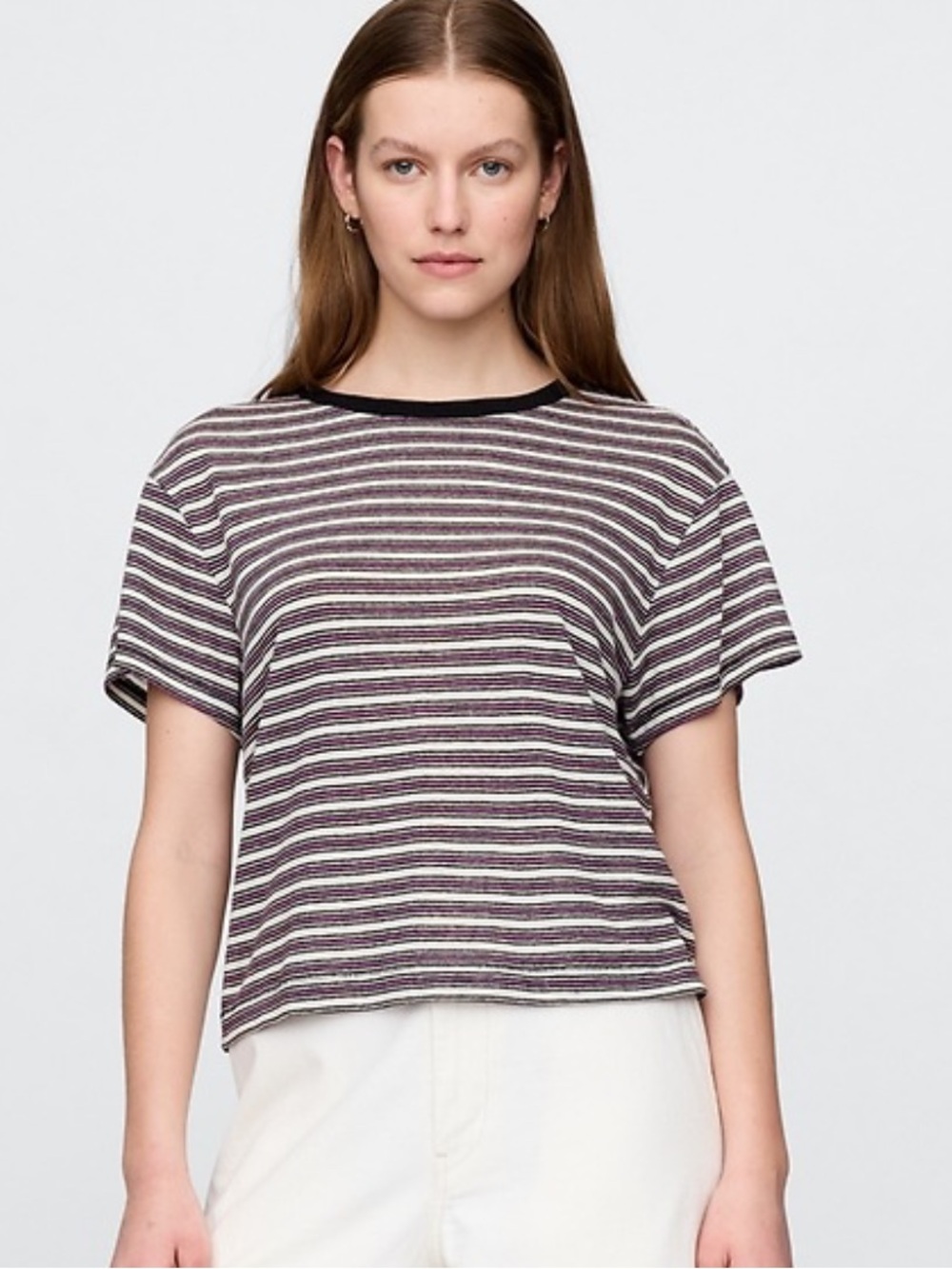 Gap linen blend Striped Short-Sleeve Tee size small